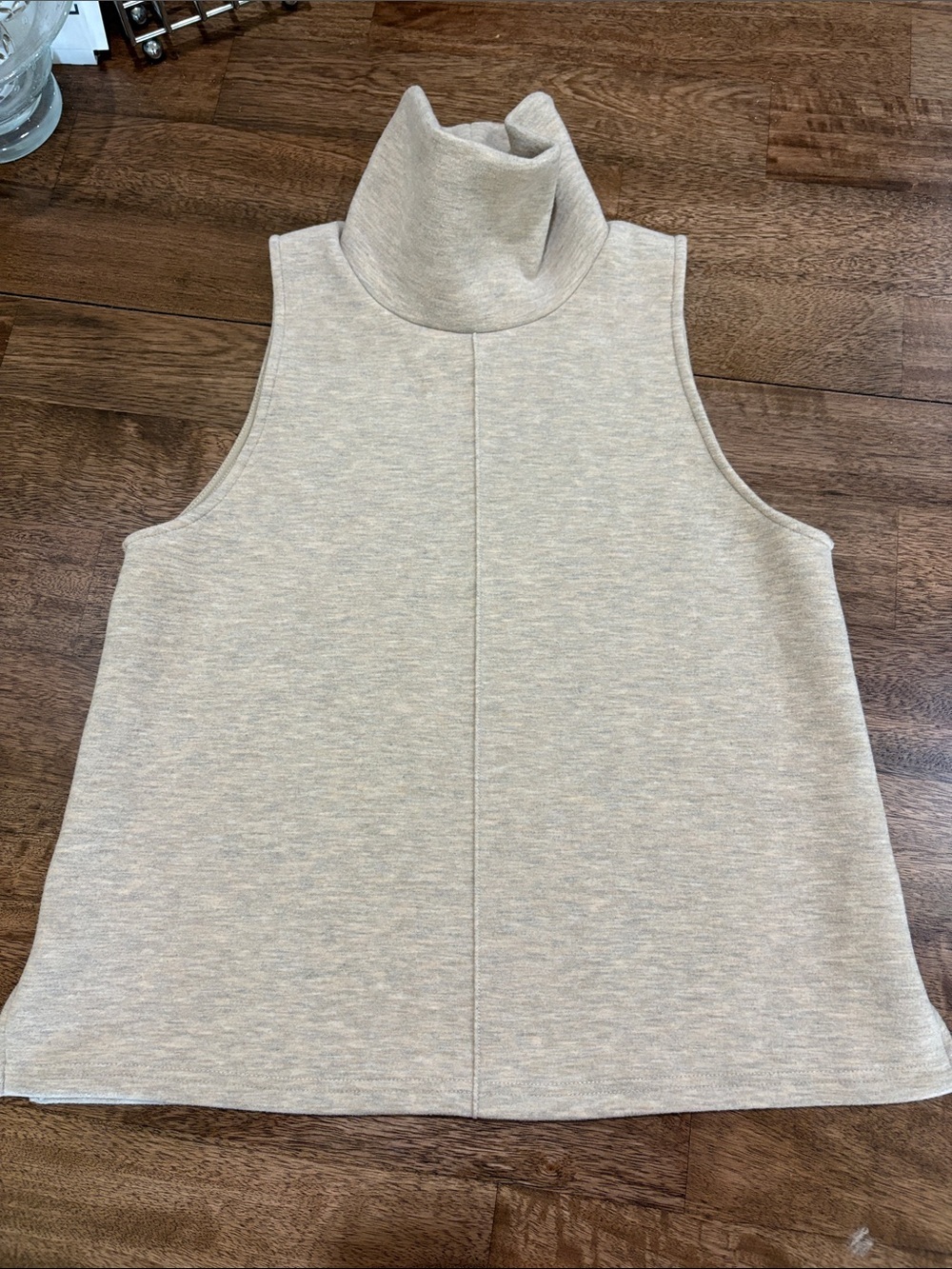 OGL Turtle Neck Split Hem Top Sleeveless M Heather Morganite